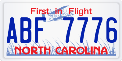 NC license plate ABF7776