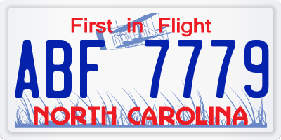 NC license plate ABF7779
