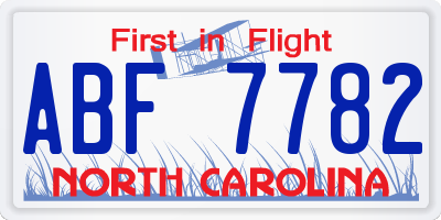 NC license plate ABF7782