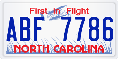 NC license plate ABF7786