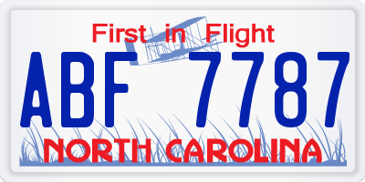 NC license plate ABF7787