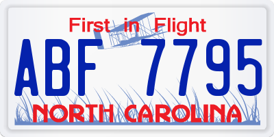 NC license plate ABF7795