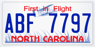 NC license plate ABF7797