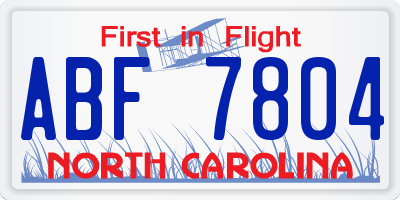 NC license plate ABF7804