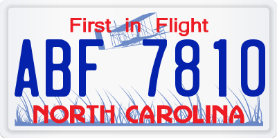 NC license plate ABF7810