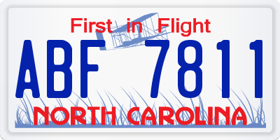 NC license plate ABF7811
