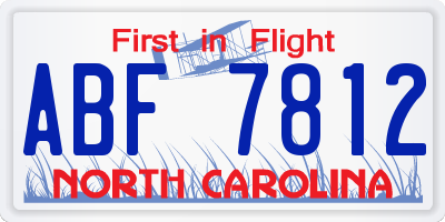 NC license plate ABF7812