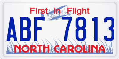 NC license plate ABF7813