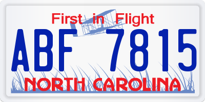 NC license plate ABF7815