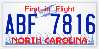 NC license plate ABF7816