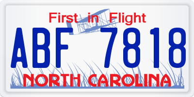 NC license plate ABF7818