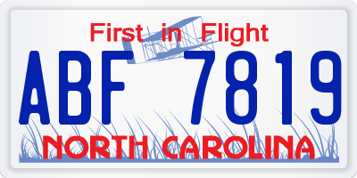 NC license plate ABF7819
