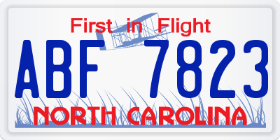 NC license plate ABF7823