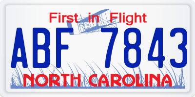 NC license plate ABF7843