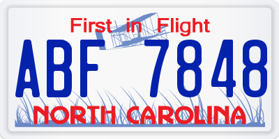 NC license plate ABF7848