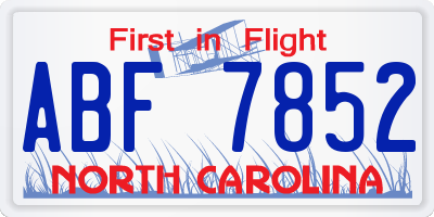 NC license plate ABF7852