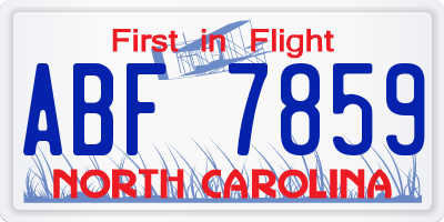 NC license plate ABF7859