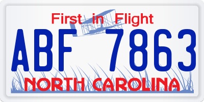 NC license plate ABF7863