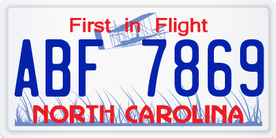 NC license plate ABF7869
