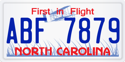 NC license plate ABF7879