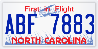NC license plate ABF7883