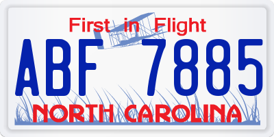 NC license plate ABF7885