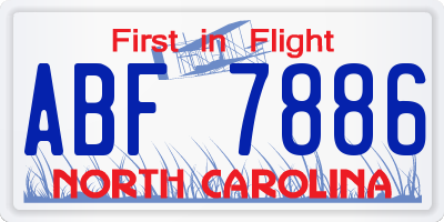 NC license plate ABF7886
