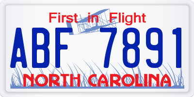 NC license plate ABF7891