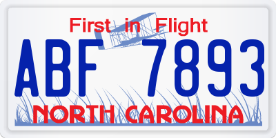 NC license plate ABF7893