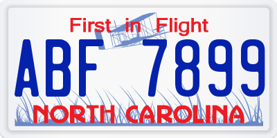 NC license plate ABF7899