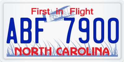NC license plate ABF7900