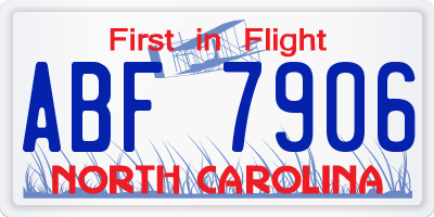 NC license plate ABF7906