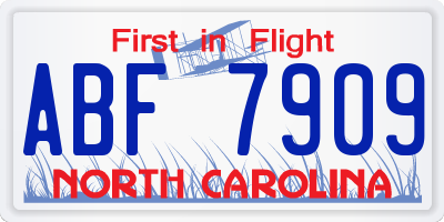 NC license plate ABF7909