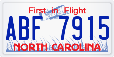 NC license plate ABF7915