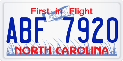 NC license plate ABF7920