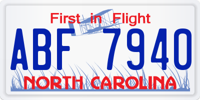 NC license plate ABF7940