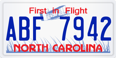 NC license plate ABF7942