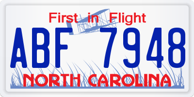 NC license plate ABF7948