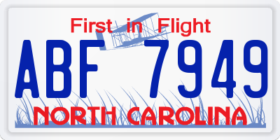 NC license plate ABF7949