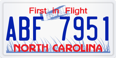 NC license plate ABF7951