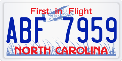 NC license plate ABF7959