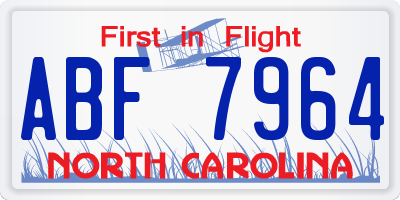 NC license plate ABF7964