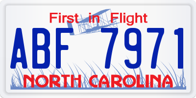 NC license plate ABF7971