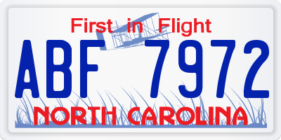 NC license plate ABF7972
