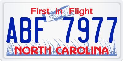 NC license plate ABF7977