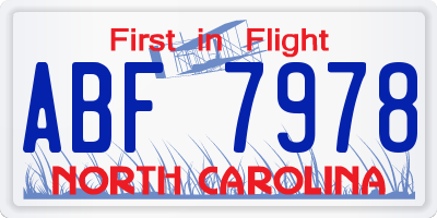 NC license plate ABF7978