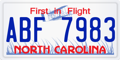 NC license plate ABF7983