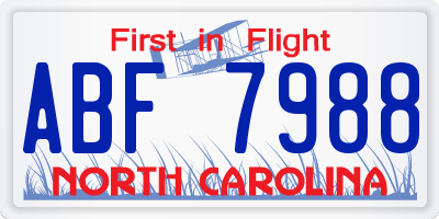NC license plate ABF7988