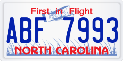 NC license plate ABF7993