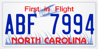 NC license plate ABF7994